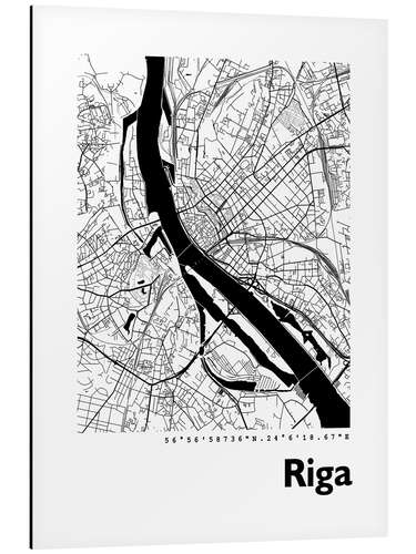 Tableau en aluminium Plan de la ville de Riga