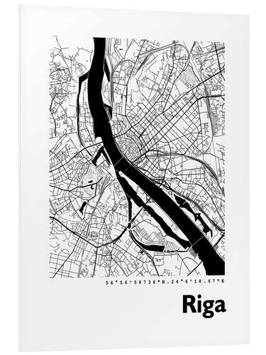 Hartschaumbild Stadtplan von Riga