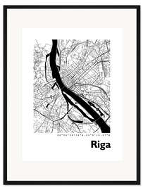 Gerahmter Kunstdruck Stadtplan von Riga
