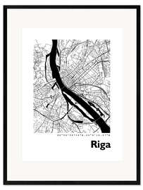 Impression artistique encadrée Plan de la ville de Riga