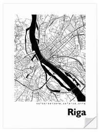 Selvklebende plakat City map of Riga