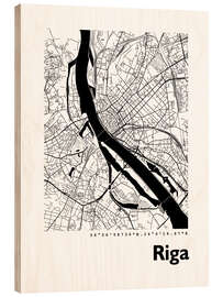 Hout print City map of Riga