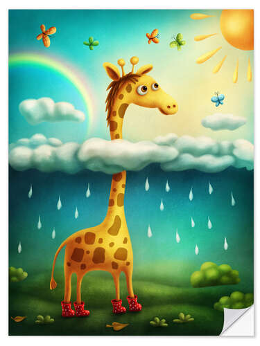 Selvklebende plakat Giraffe