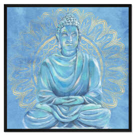 Gerahmter Kunstdruck Buddha in Blau