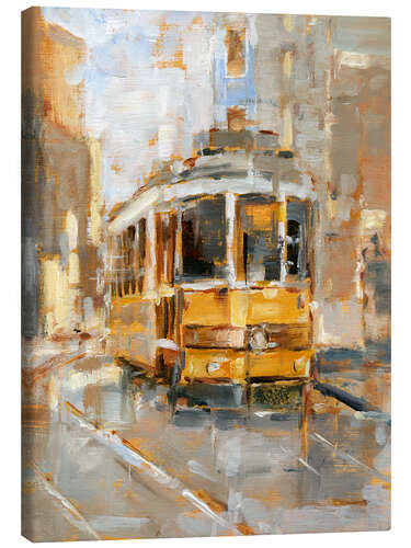 Stampa su tela Yellow Tram in Lisbon