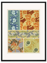 Gerahmter Kunstdruck Art Deco Blumen IX
