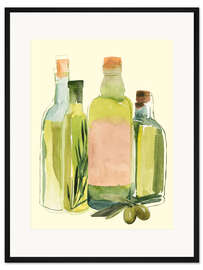 Gerahmter Kunstdruck Olivenöl-Set II
