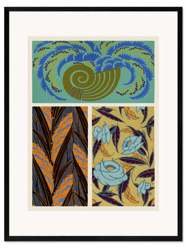 Gerahmter Kunstdruck Art Deco Blumen VI