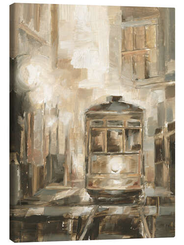 Canvas print Lisbon tram at night