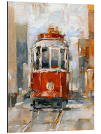 Magnettafel Rote Straßenbahn in Lissabon