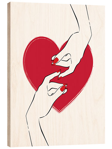 Wood print Touching love