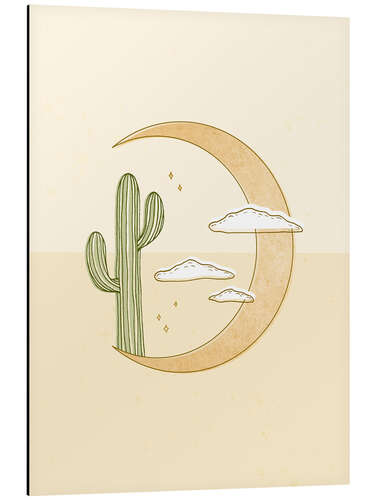 Cuadro de aluminio Cactus y luna