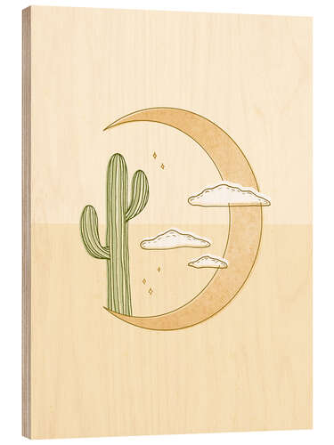 Wood print Moon Cactus