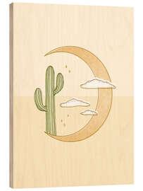 Wood print Moon Cactus