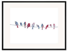 Gerahmter Kunstdruck Vögel auf Draht