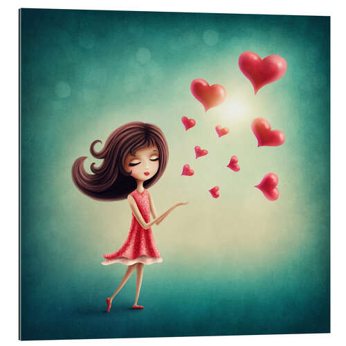 Gallery print Girl with hearts