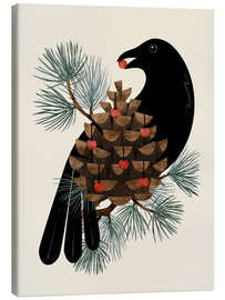 Tableau sur toile Oiseau et baies