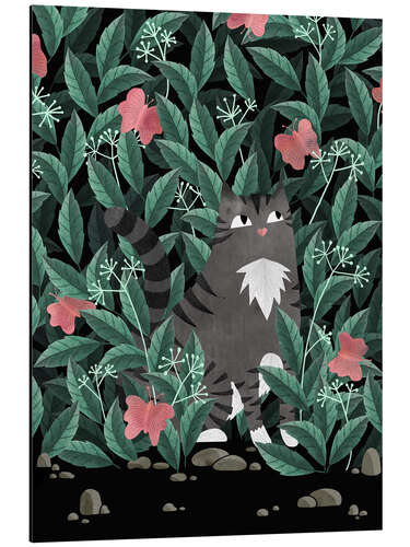 Aluminium print Tabby Cat in the Butterfly Garden