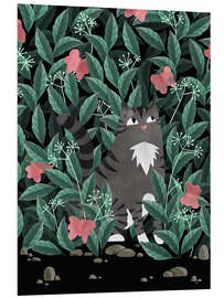 Foam board print Tabby Cat in the Butterfly Garden