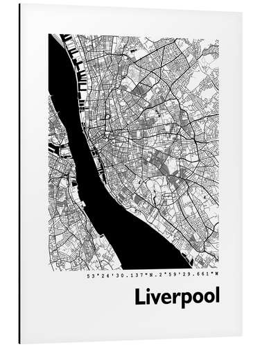 Alubild Stadtplan von Liverpool