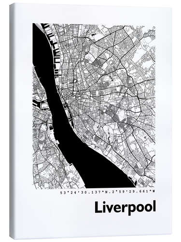 Quadro em tela Mapa de Liverpool