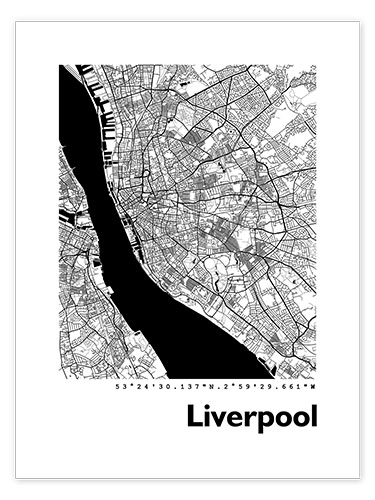 Poster Plan de la ville de Liverpool