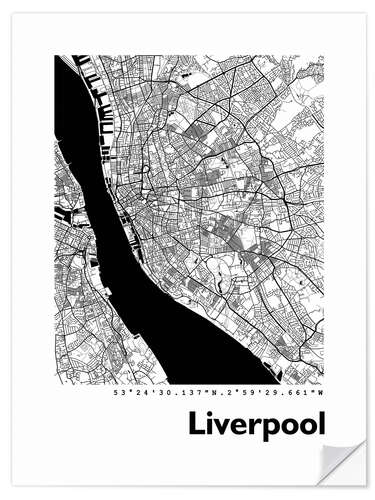 Naklejka na ścianę Liverpool city map