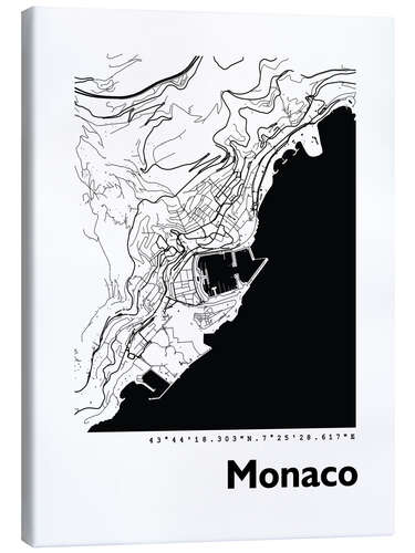 Canvas print Monaco city map