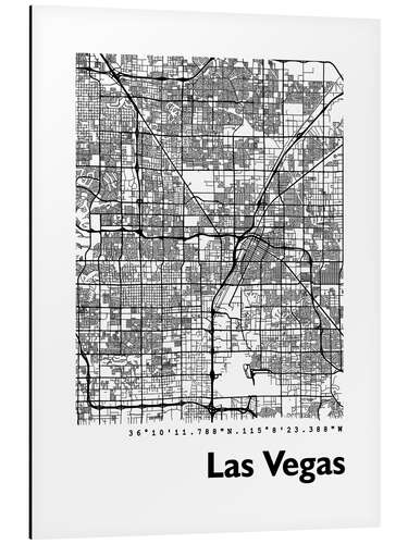 Aluminiumtavla Las Vegas city map