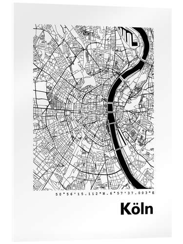 Acrylglasbild Stadtplan von Köln