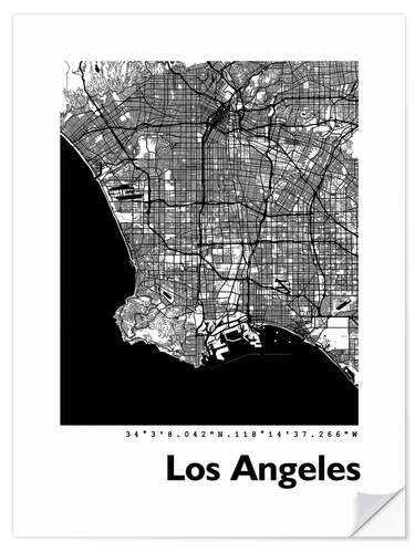 Wall sticker Los Angeles city map