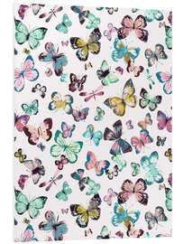 Foam board print Watercolor Butterflies Pastel Pink Green