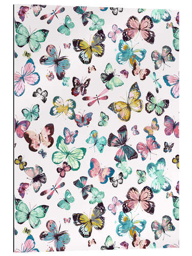 Gallery print Watercolor Butterflies Pastel Pink Green