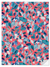 Selvklæbende plakat Pattern in blue red