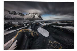 Stampa su alluminio Spiaggia di Stokksnes e montagna Vestrahorn, Islanda