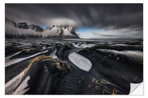 Självhäftande poster Stokksnes beach and Vestrahorn mountain - Iceland