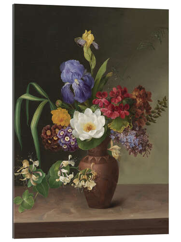 Gallery print Greek style vase with iris, lilac and honeysuckle