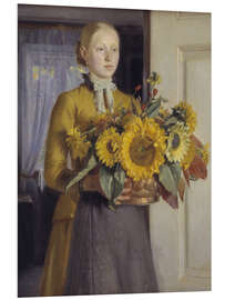 Obraz na PCV Girl with sunflowers