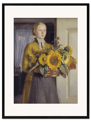 Impresión de arte enmarcada La chica de los girasoles