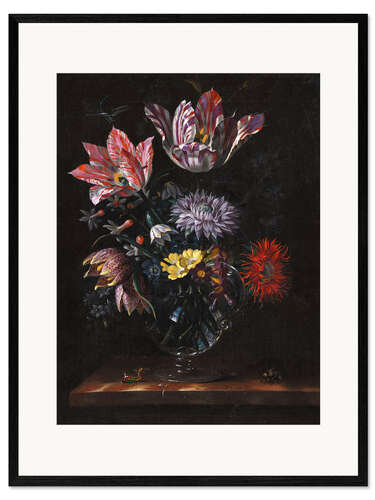 Impression artistique encadrée Vase en verre avec des fleurs