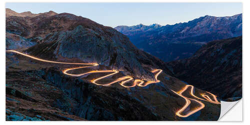 Selvklebende plakat Tremolastrasse on the Gotthard Pass in Switzerland