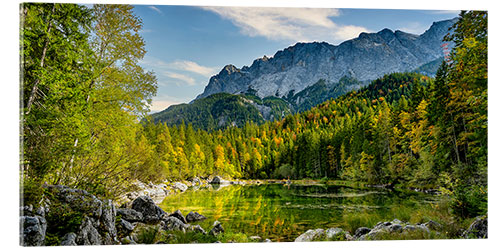 Acrylglas print The Frillensee near the Eibsee with the Zugspitze