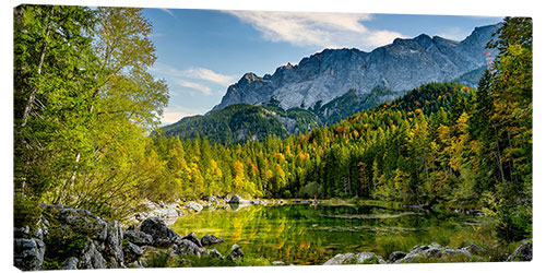 Canvastavla The Frillensee near the Eibsee with the Zugspitze