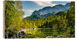 Tableau en bois Le Frillensee près de l&#039;Eibsee avec le Zugspitze