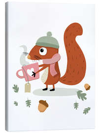 Canvas print Squirrel Emil is drinking tea