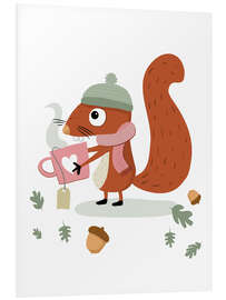 Bilde på skumplate Squirrel Emil is drinking tea