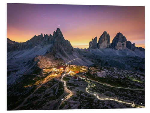 Stampa su PVC Panorama del cielo notturno, Drei Zinnen