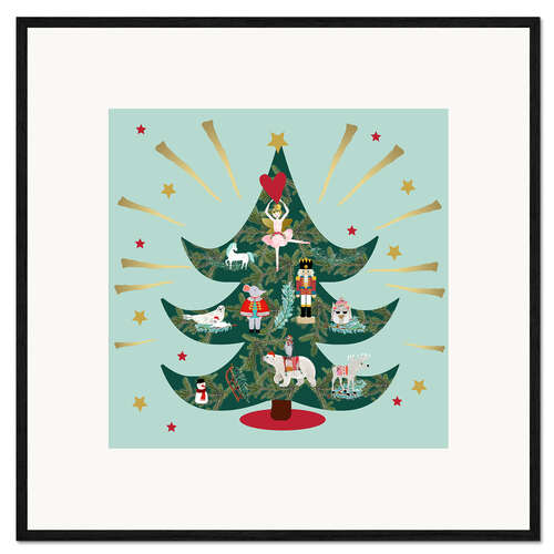 Inramat konsttryck Xmas Tree