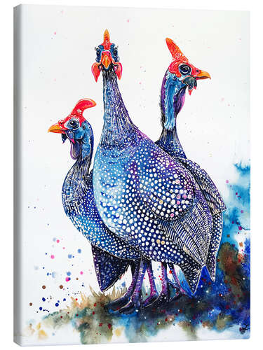 Canvas print Helmeted Guinea Fowls