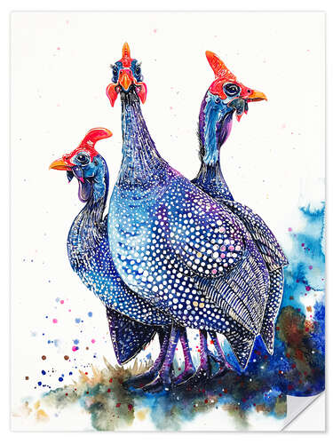 Wall sticker Helmeted Guinea Fowls